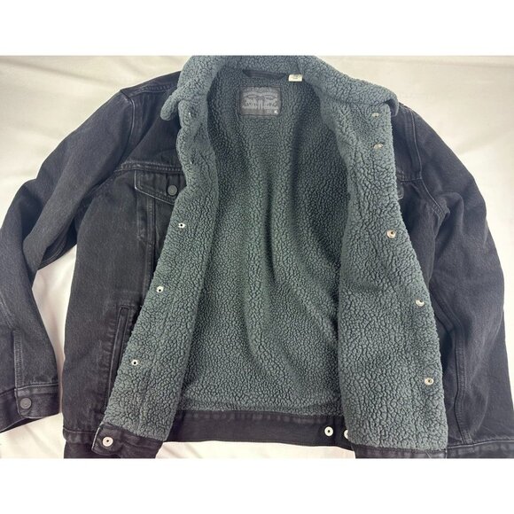 Levi’s Men’s Sz XL Sherpa Denim Trucker Jacket Black Duvall 16365-0054 - Picture 4 of 8